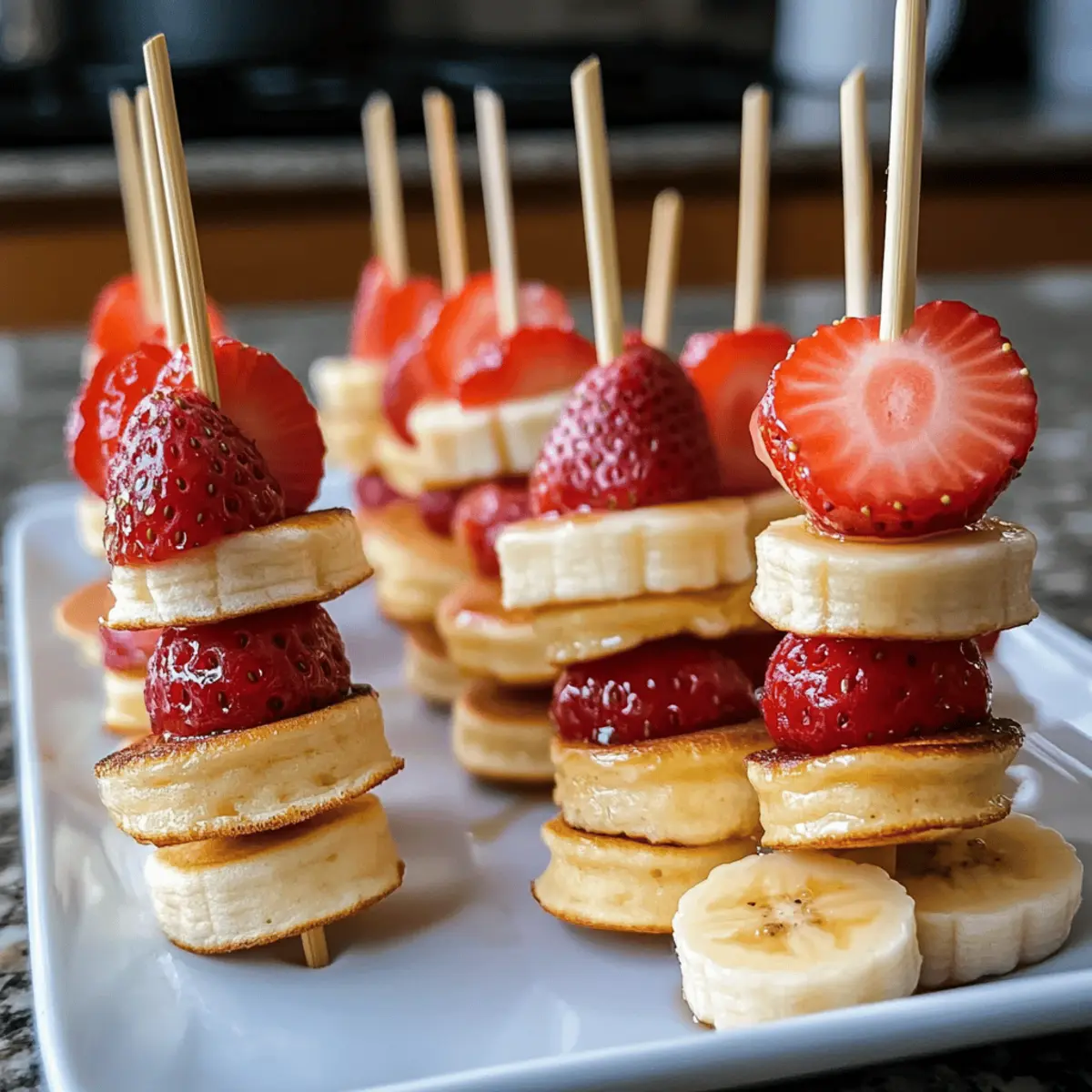 Erdbeer-Bananen-Pfannkuchen-Spieße