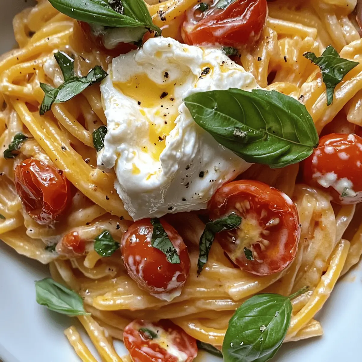 Cremige Tomaten-Burrata-Pasta
