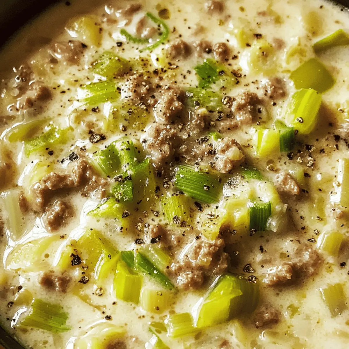 Cremige Käse-Lauch-Suppe Hackfleisch