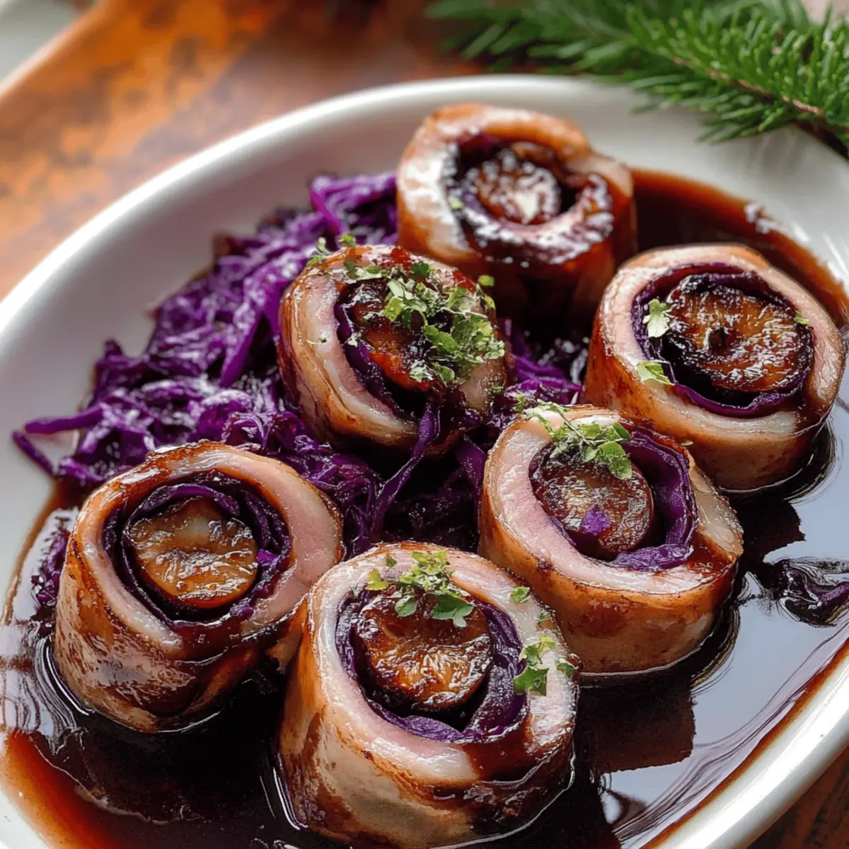 Mini-Schweinerouladen Rotkohl Pflaumen