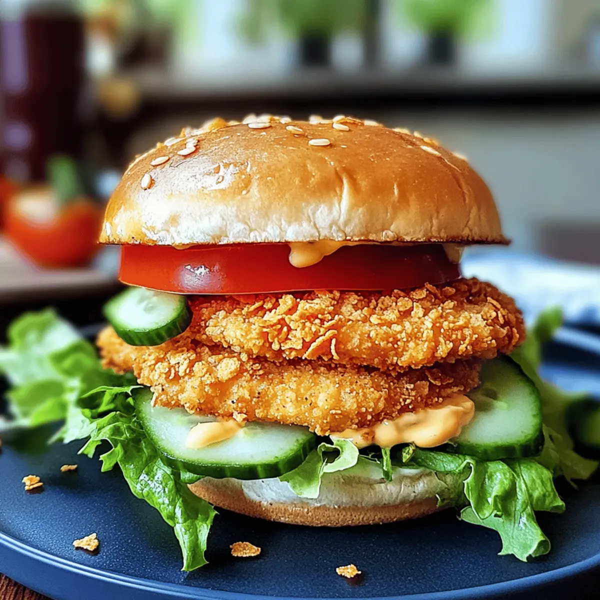 Crispy-Chickenburger mit Cornflakes