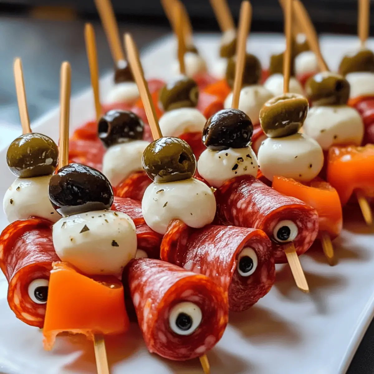 Spieße mit Salami-Augen