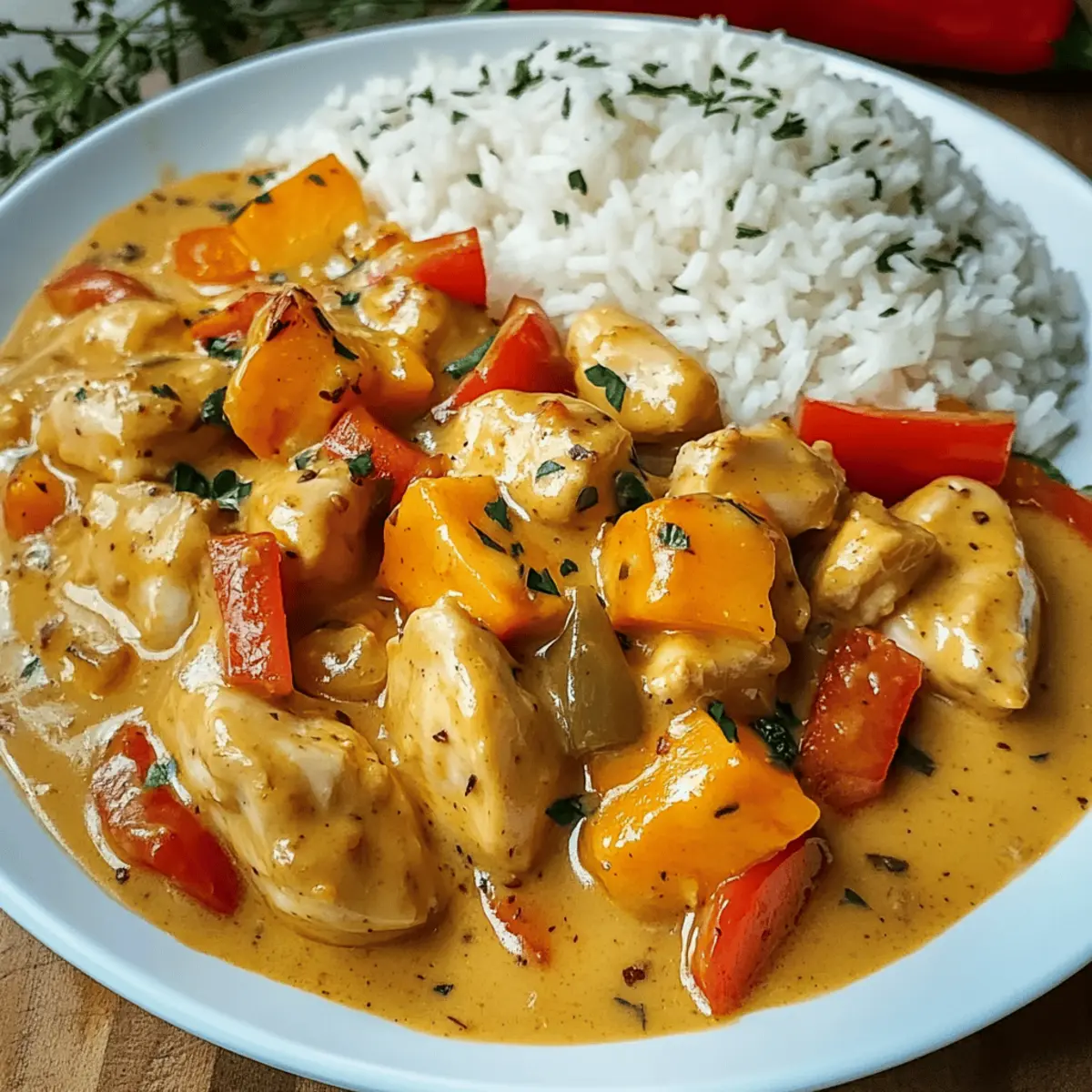 Kürbis Hähnchen Pfanne mit Reis