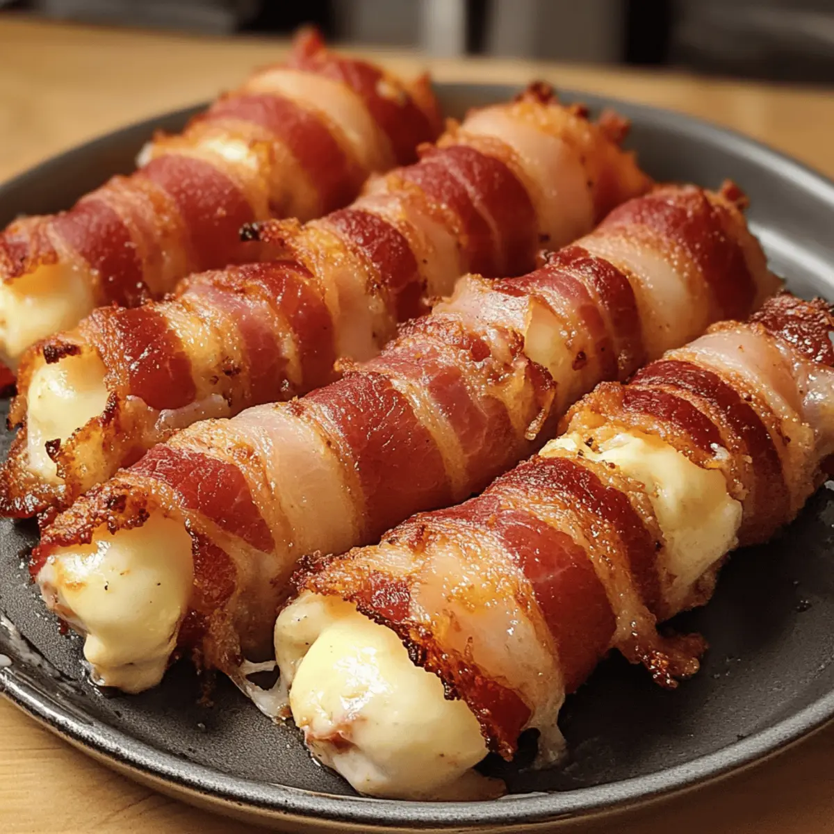 Bacon-umwickelte Mozzarella-Sticks