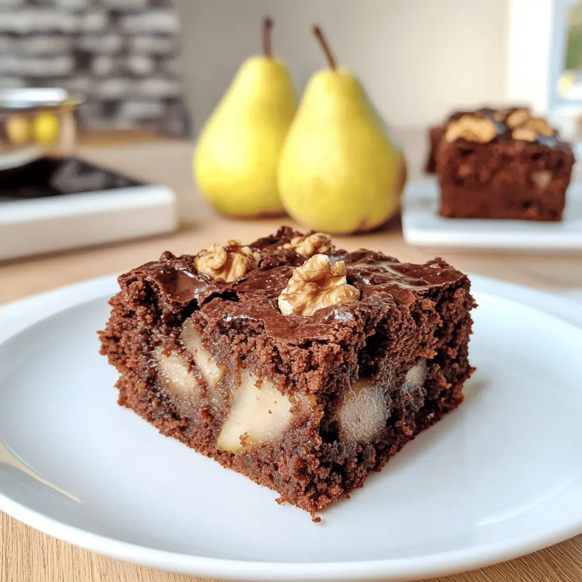 Walnussbrownies mit Birnen