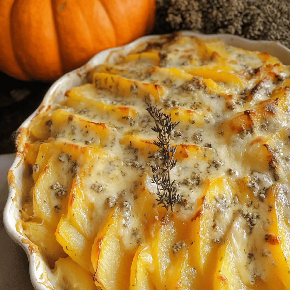 Kürbis-Kartoffel-Gratin mit Gorgonzola