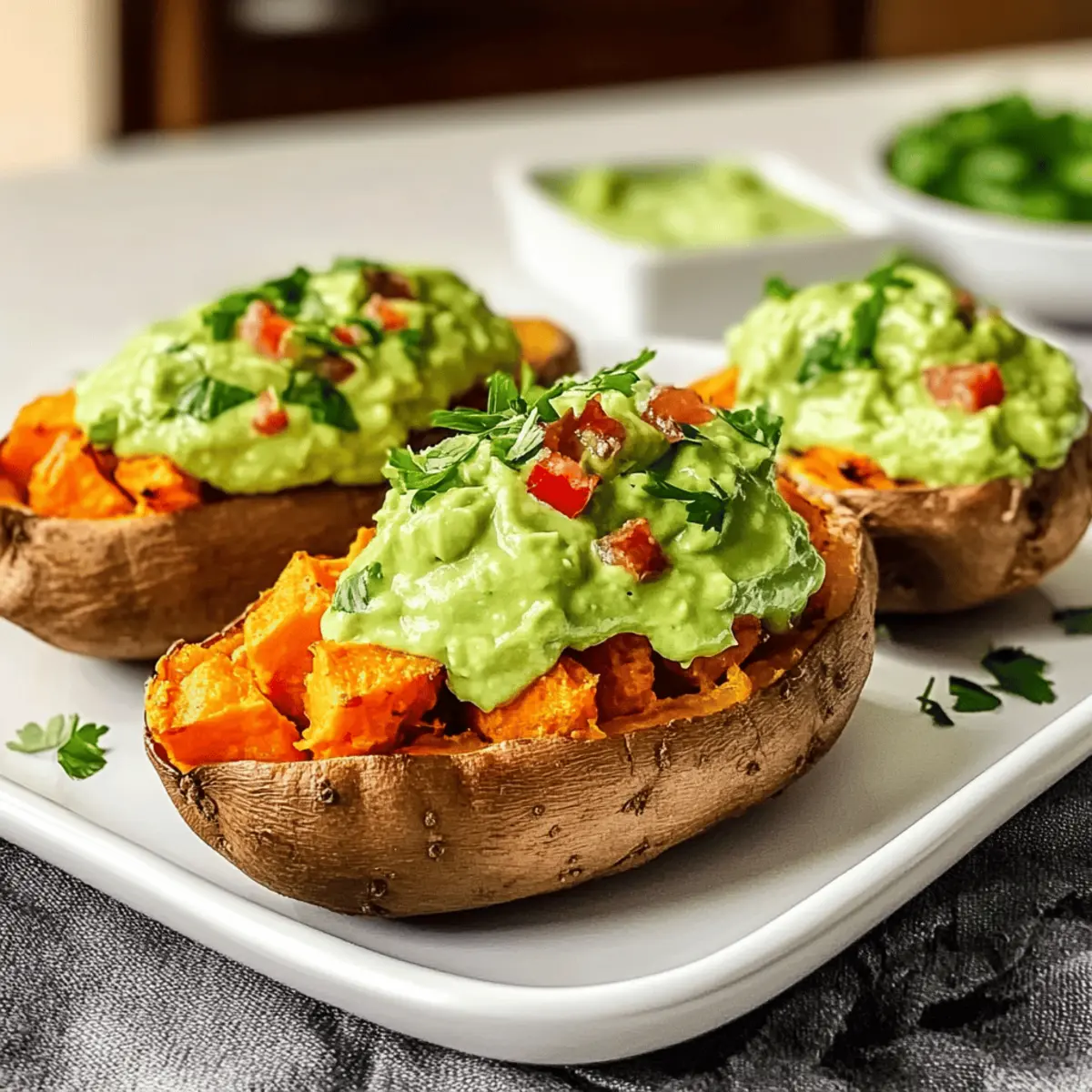 Gefüllte Süßkartoffeln mit Avocado-Creme