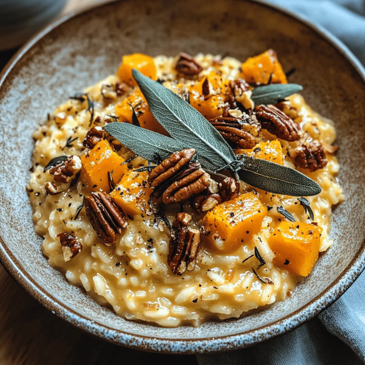 Roasted Butternut Squash Risotto with Sage and Pecans