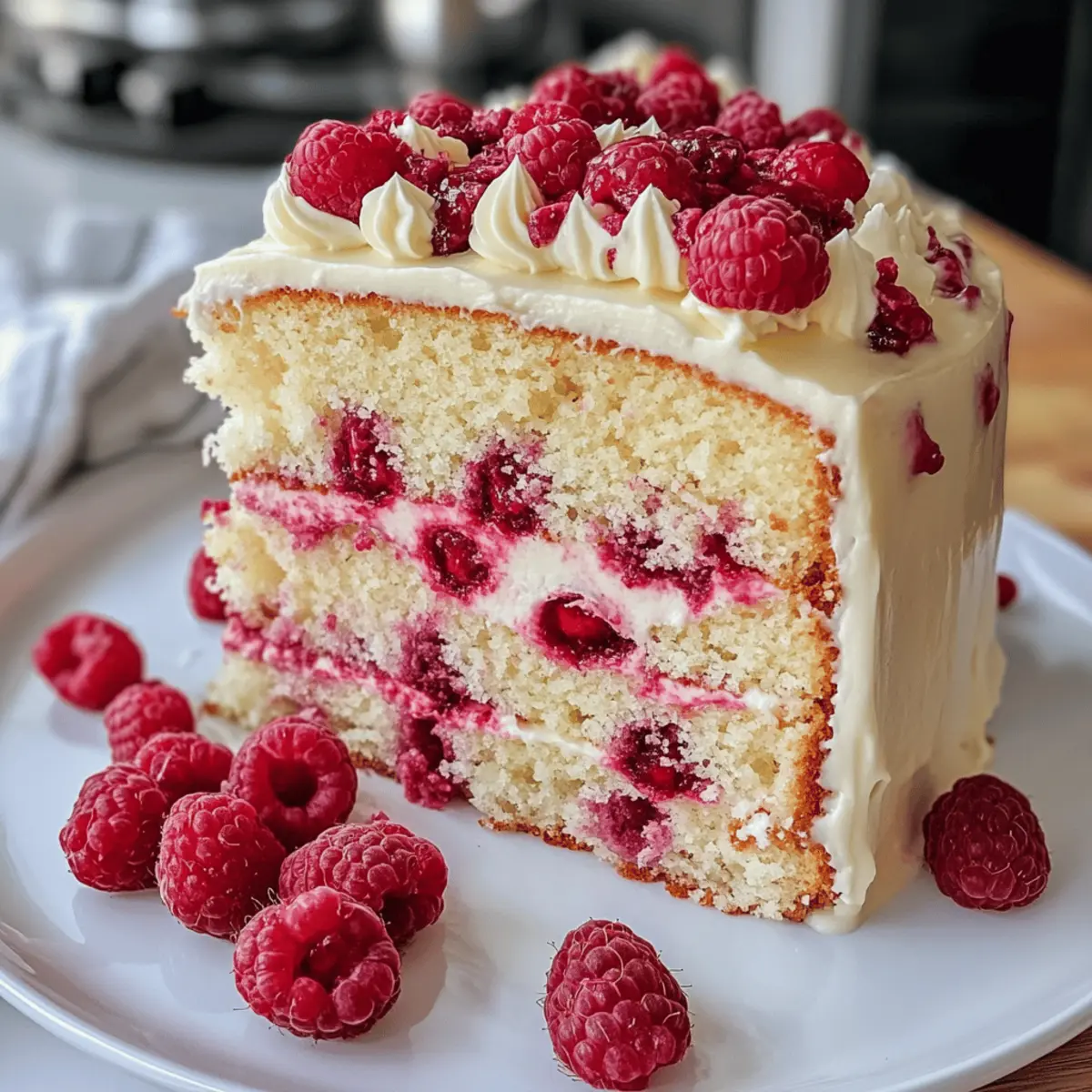 Weißer Schokoladen Himbeer Kuchen