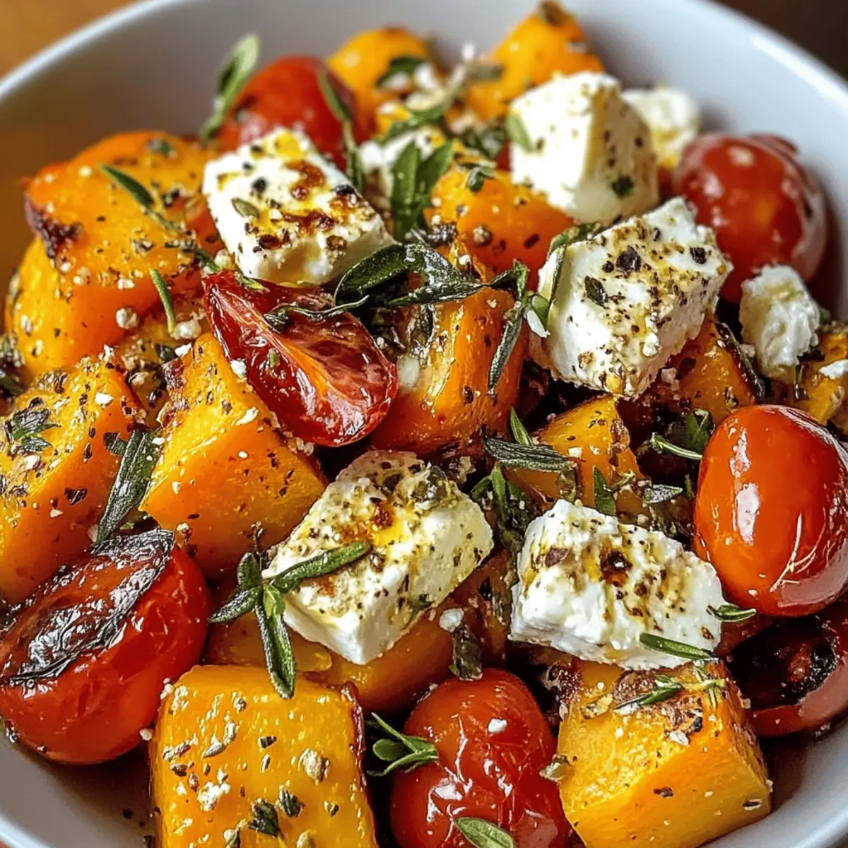 Ofenkürbis mit Feta und Kräutern