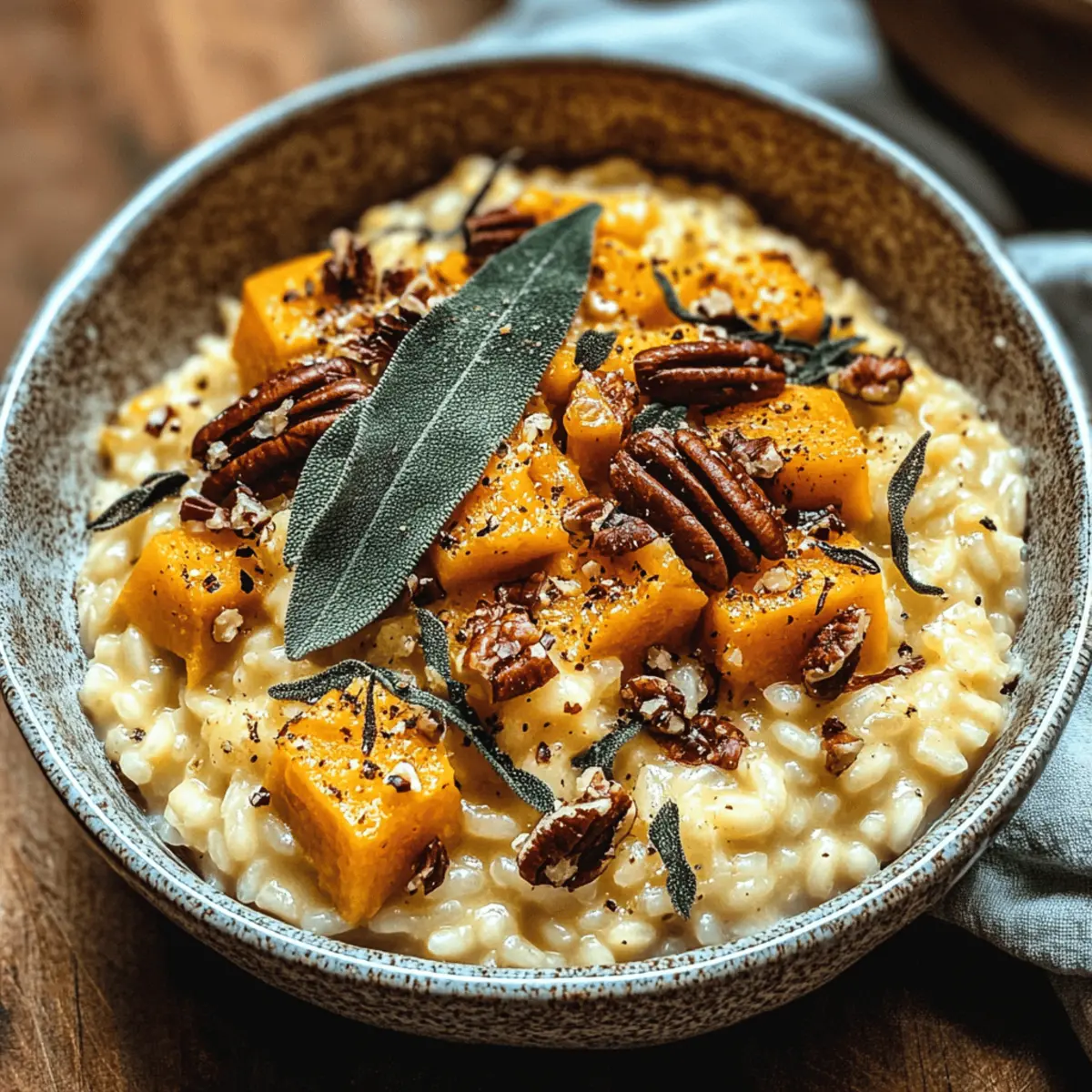 Roasted Butternut Squash Risotto with Sage and Pecans