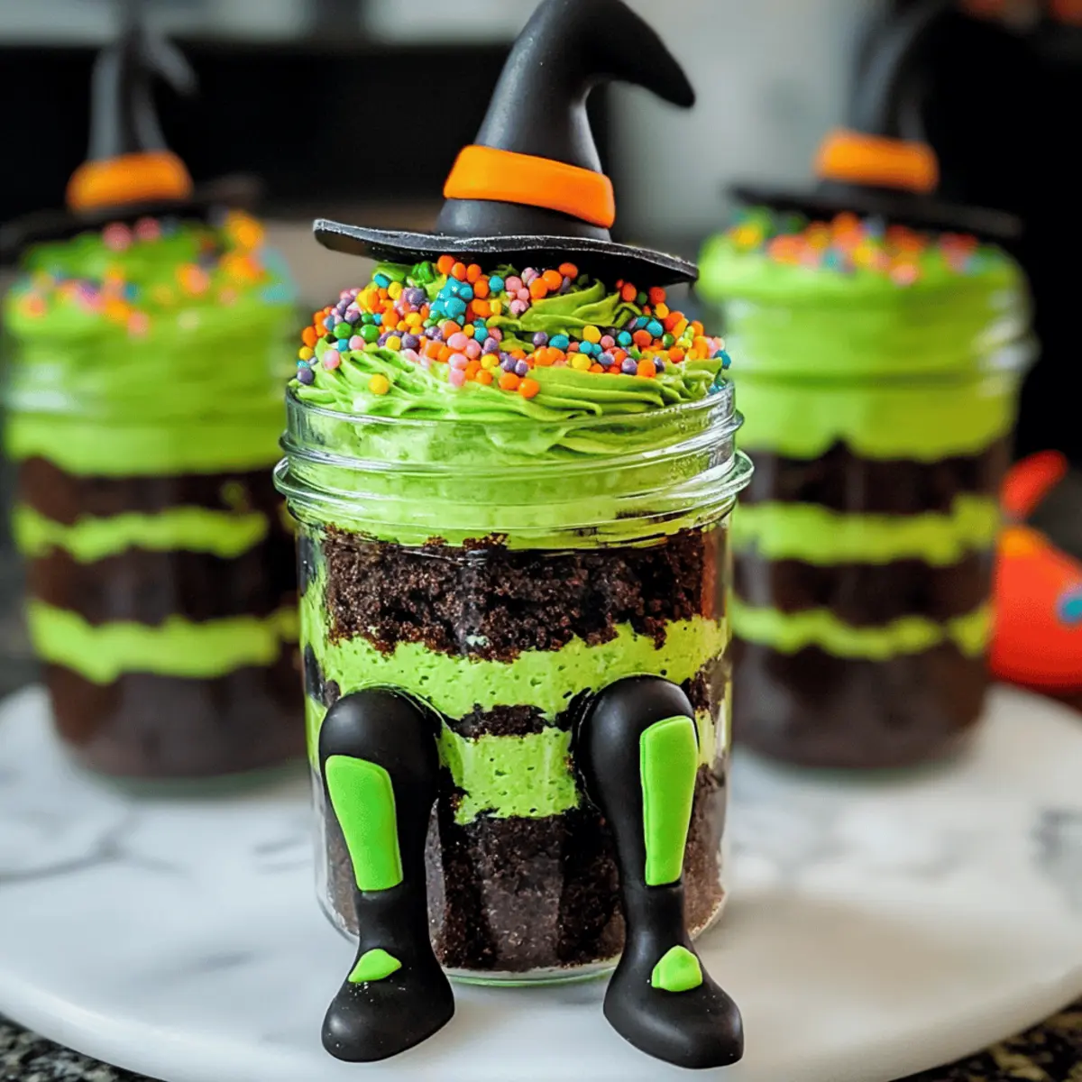 Hexenbrühe Halloween Kuchen Gläser