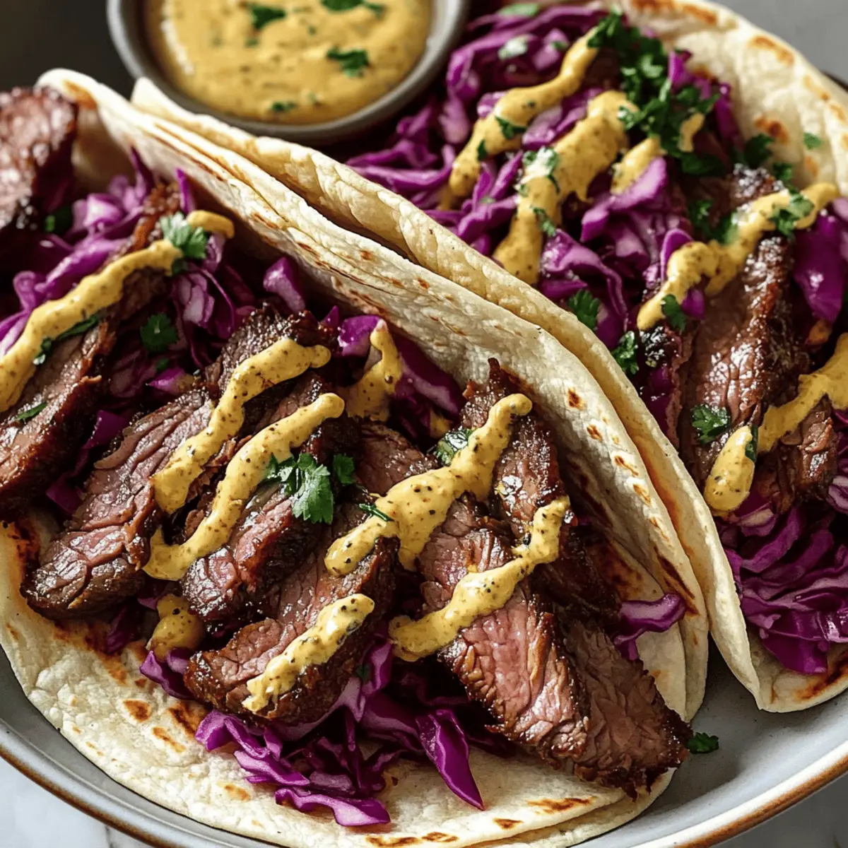 Rinderrouladen Tacos mit Rotkohl Slaw