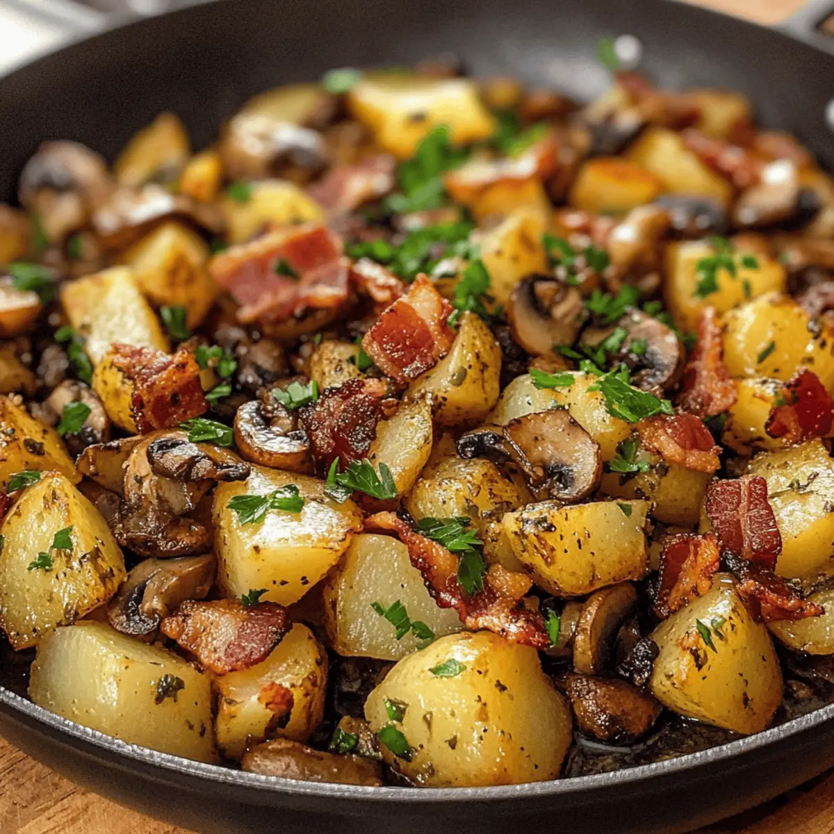 Schnelle Kartoffel Pilz Speck Pfanne