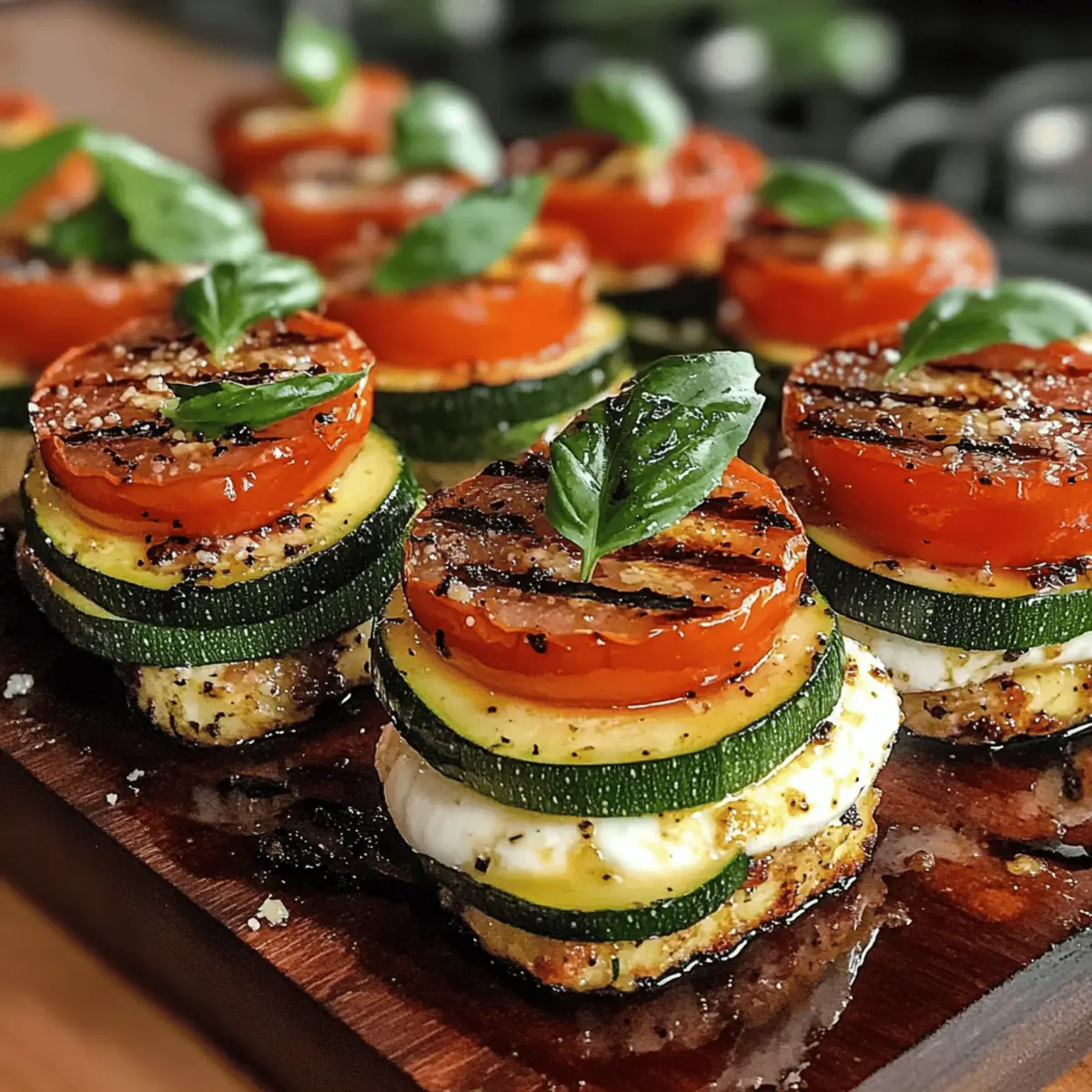 Gegrillte Zucchini Caprese Stapel