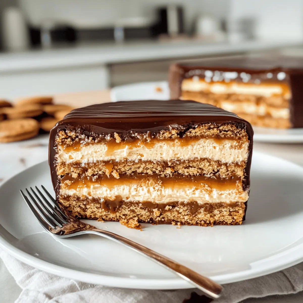 Butterkeks-Kuchen ohne Backen mit Milchmädchen Karamell