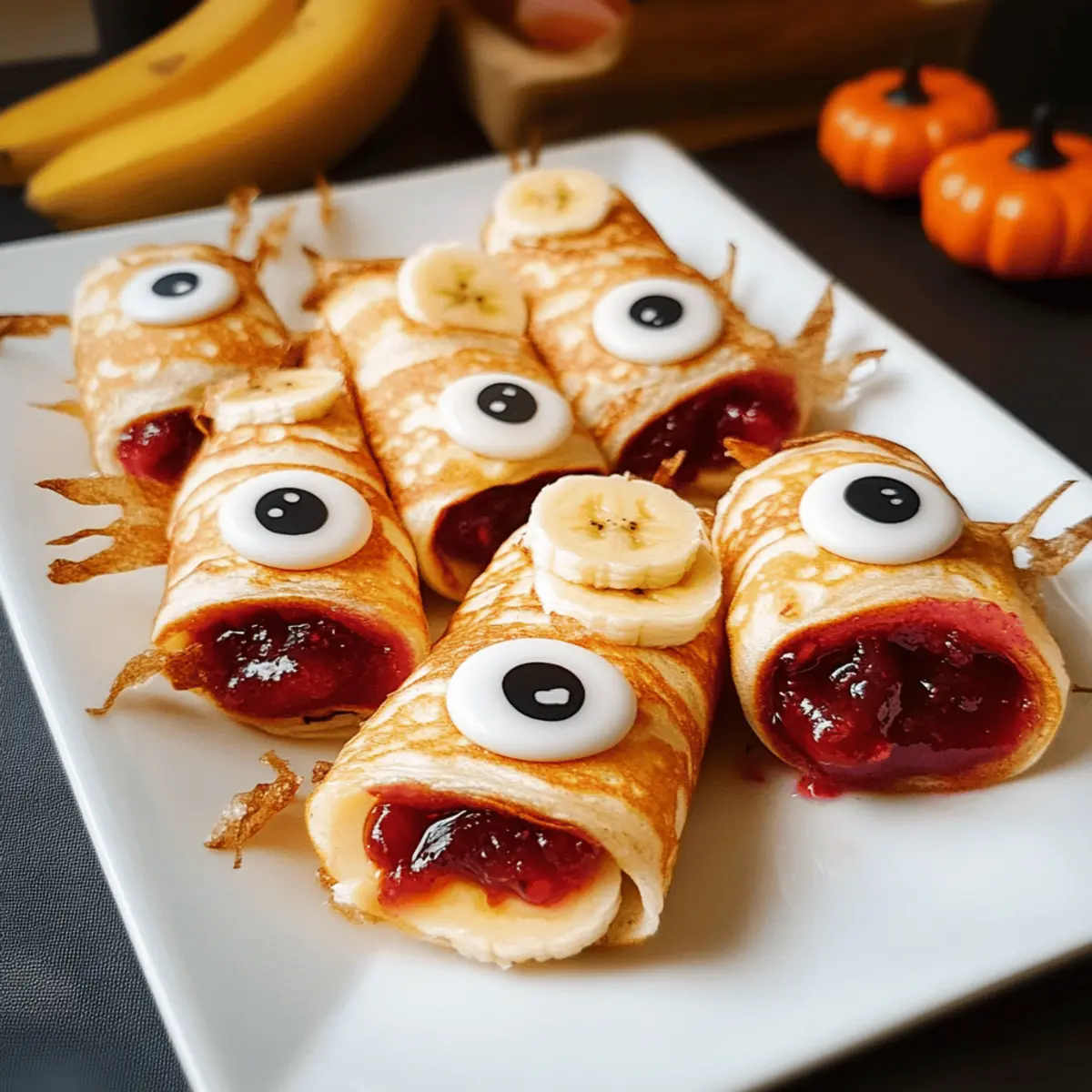 Gruselige Pfannkuchen Monsteraugen für Halloween Buffet