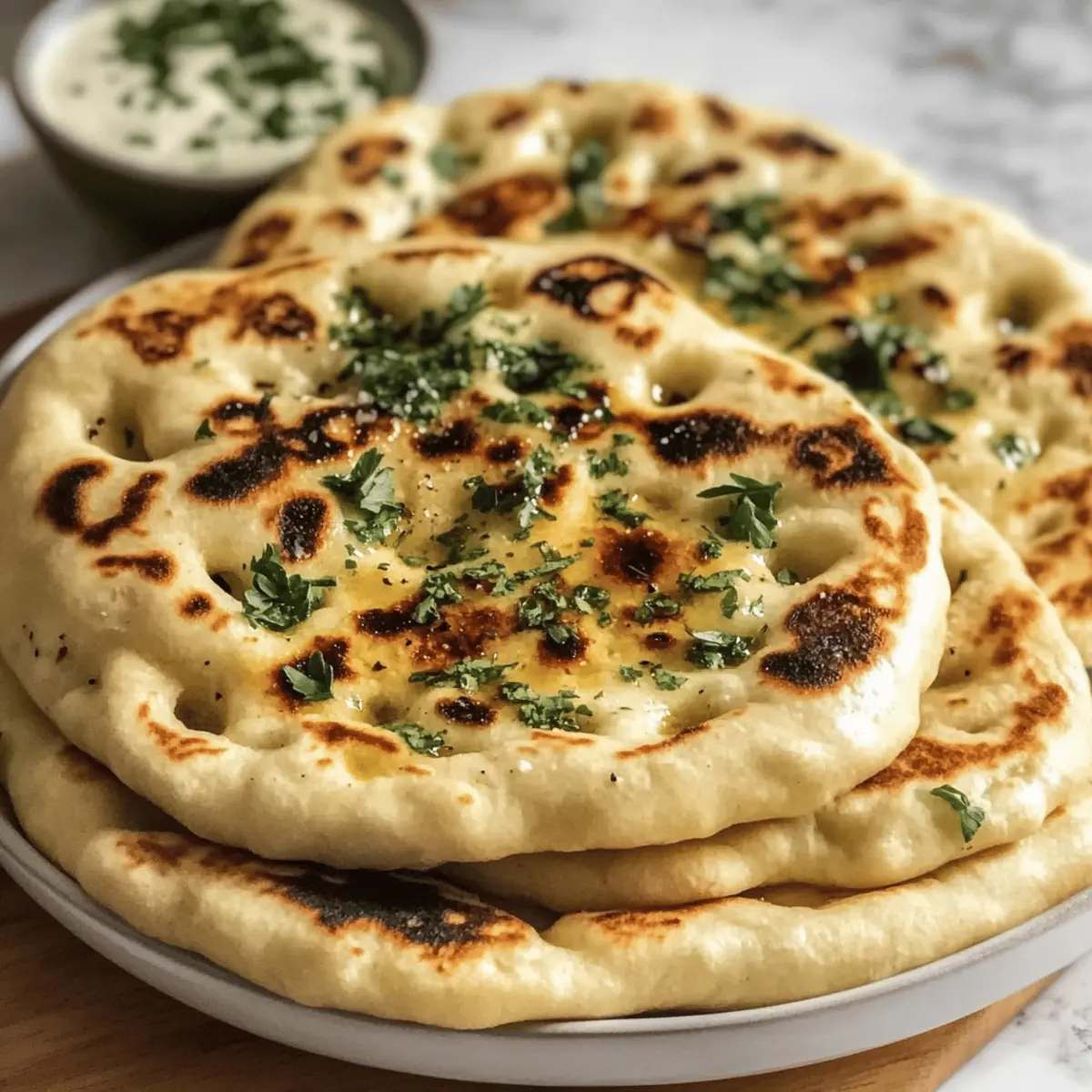 Hüttenkäse Knoblauch Naan (Kein Hefe)