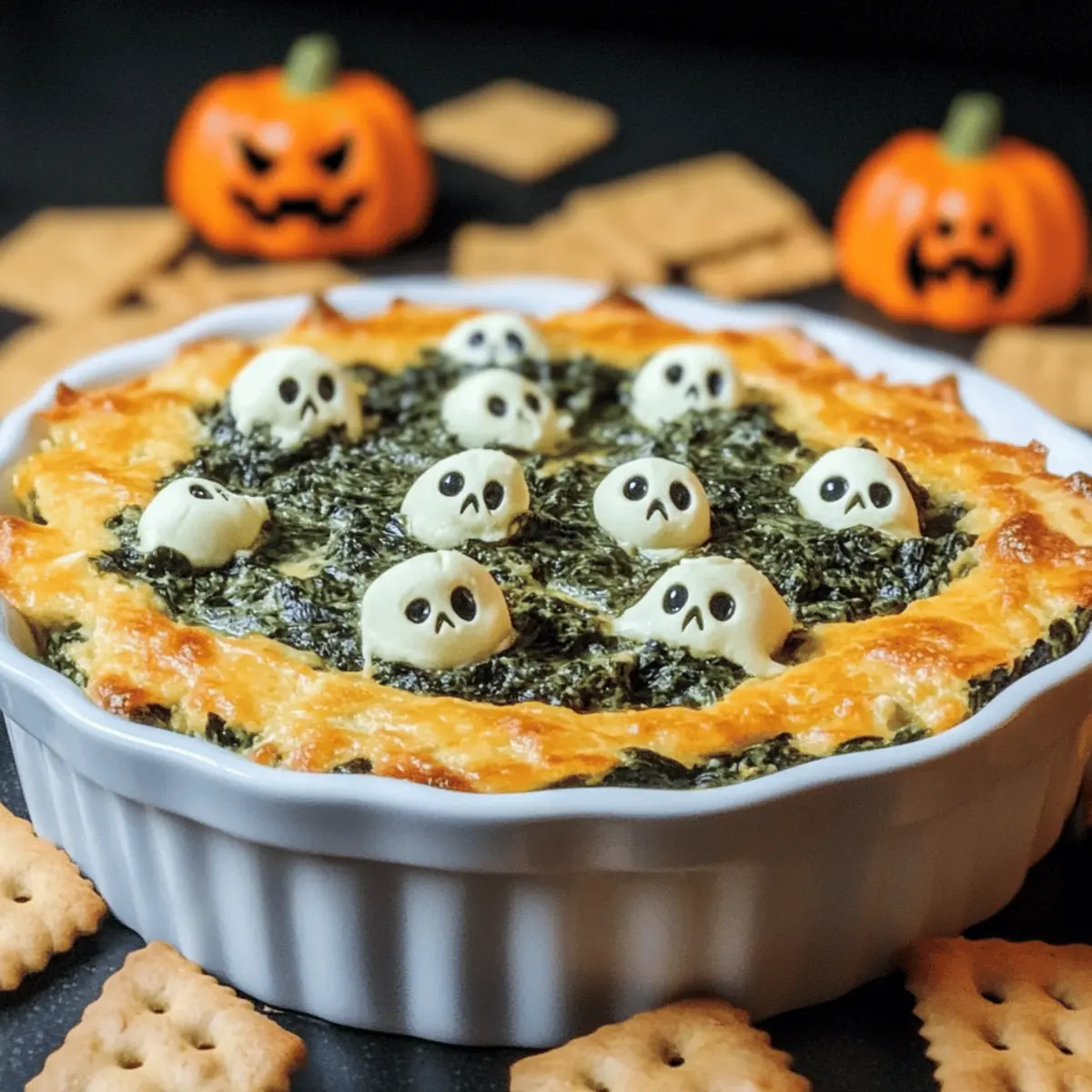 Spooky Halloween Friedhof Spinat Dip