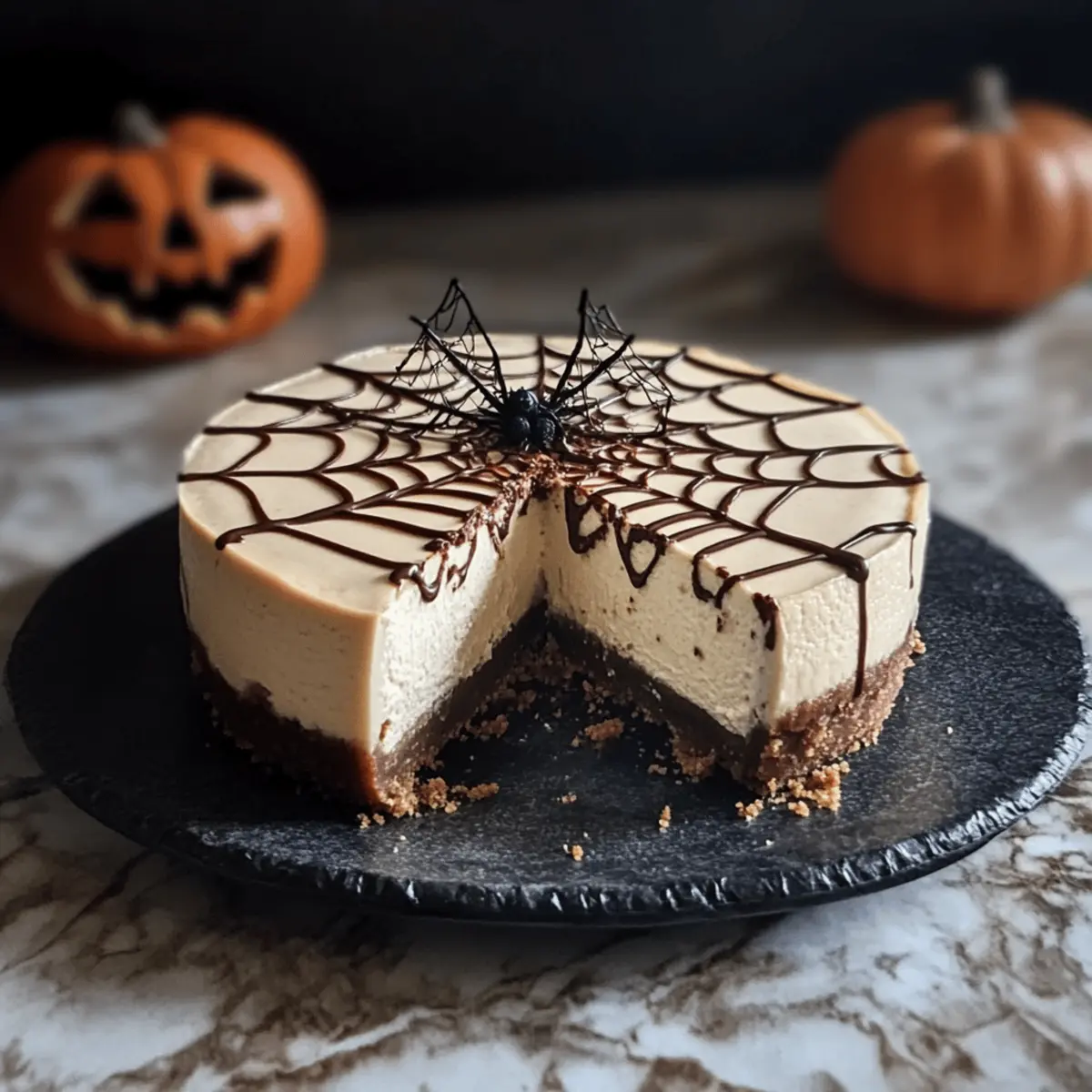 Käsekuchen mit Zimt und Spinnennetz