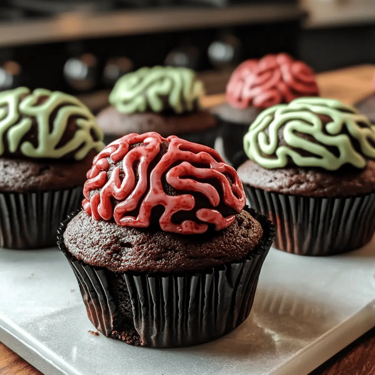 Zombie Gehirn Cupcakes