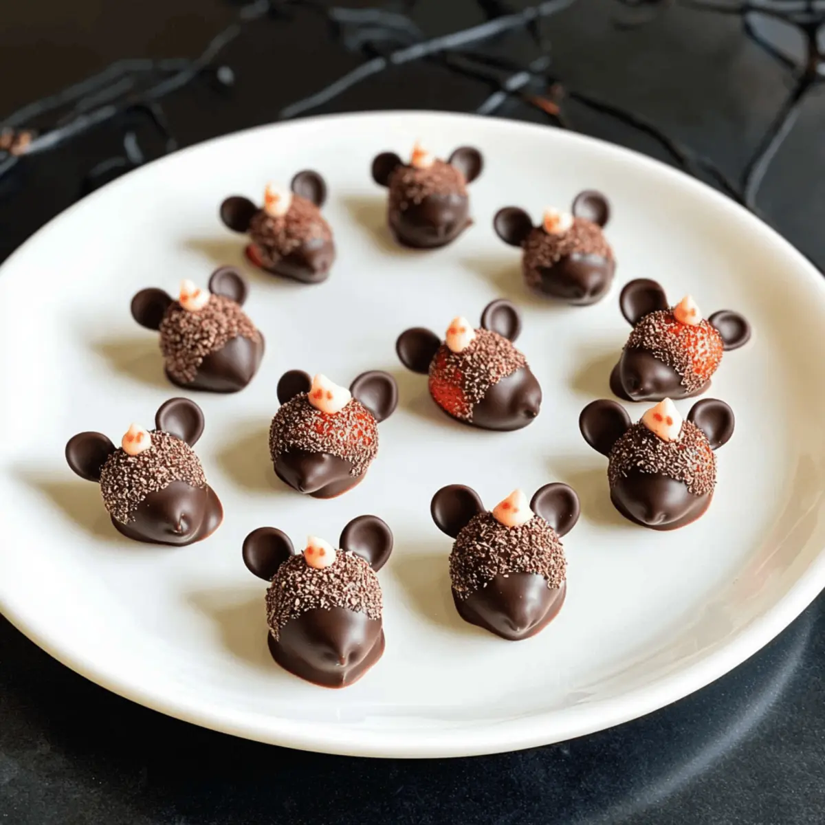 Halloween-Dessert - Erdbeer- und Schokoladengelee-Mäuse