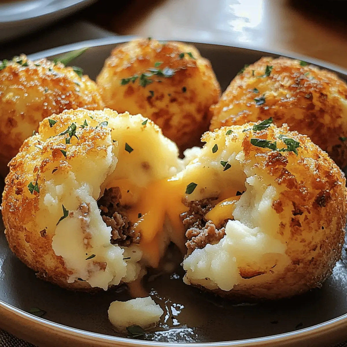 Krosse Kartoffelbrei gefüllt mit Käse und Rindfleisch Rezept