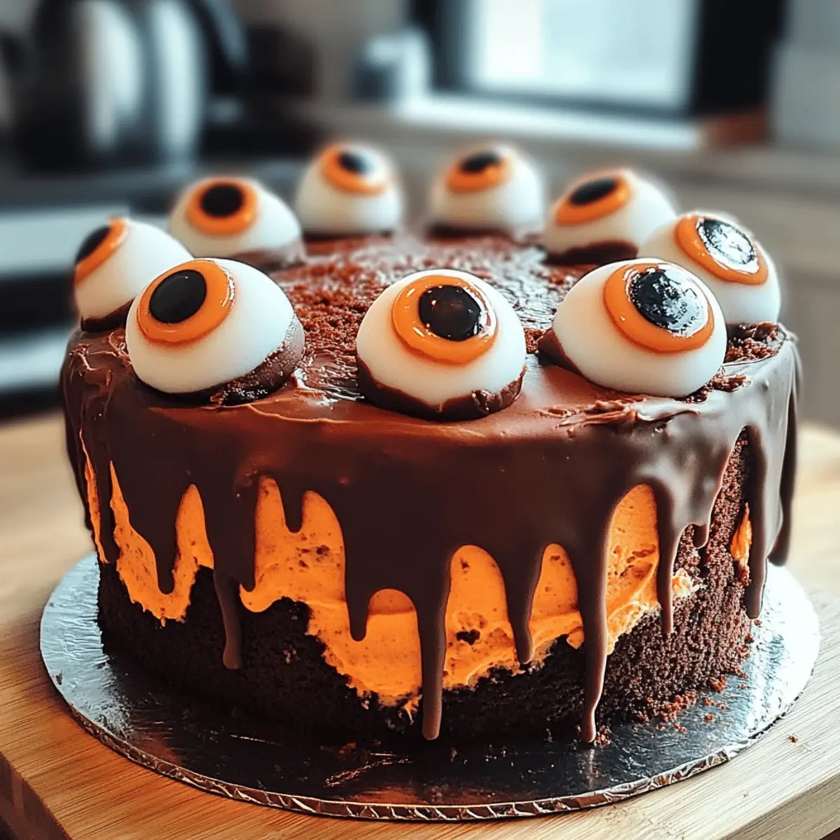 Halloween cake enjoyment with edible eyeballs