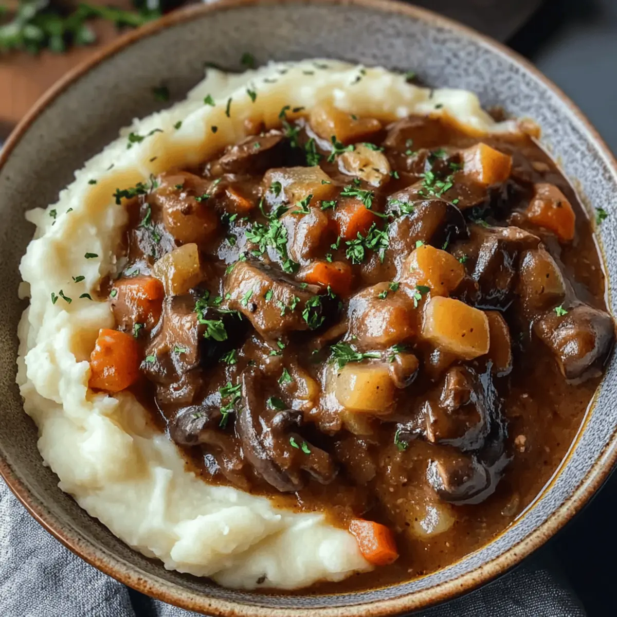 Herzhaftes Pilz-Gulasch Bourguignon