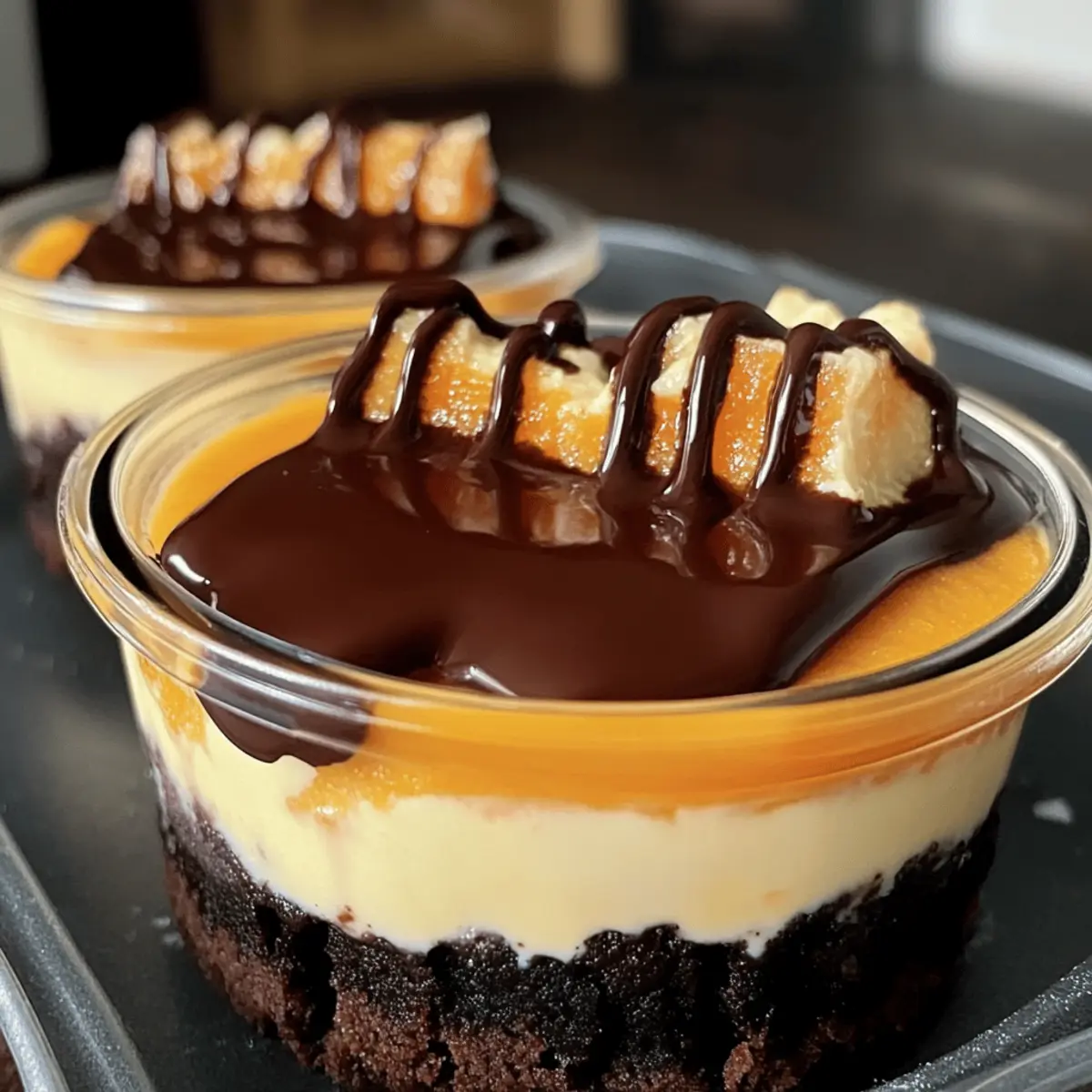 Halloween Nachtisch Kürbispudding mit Schokolade