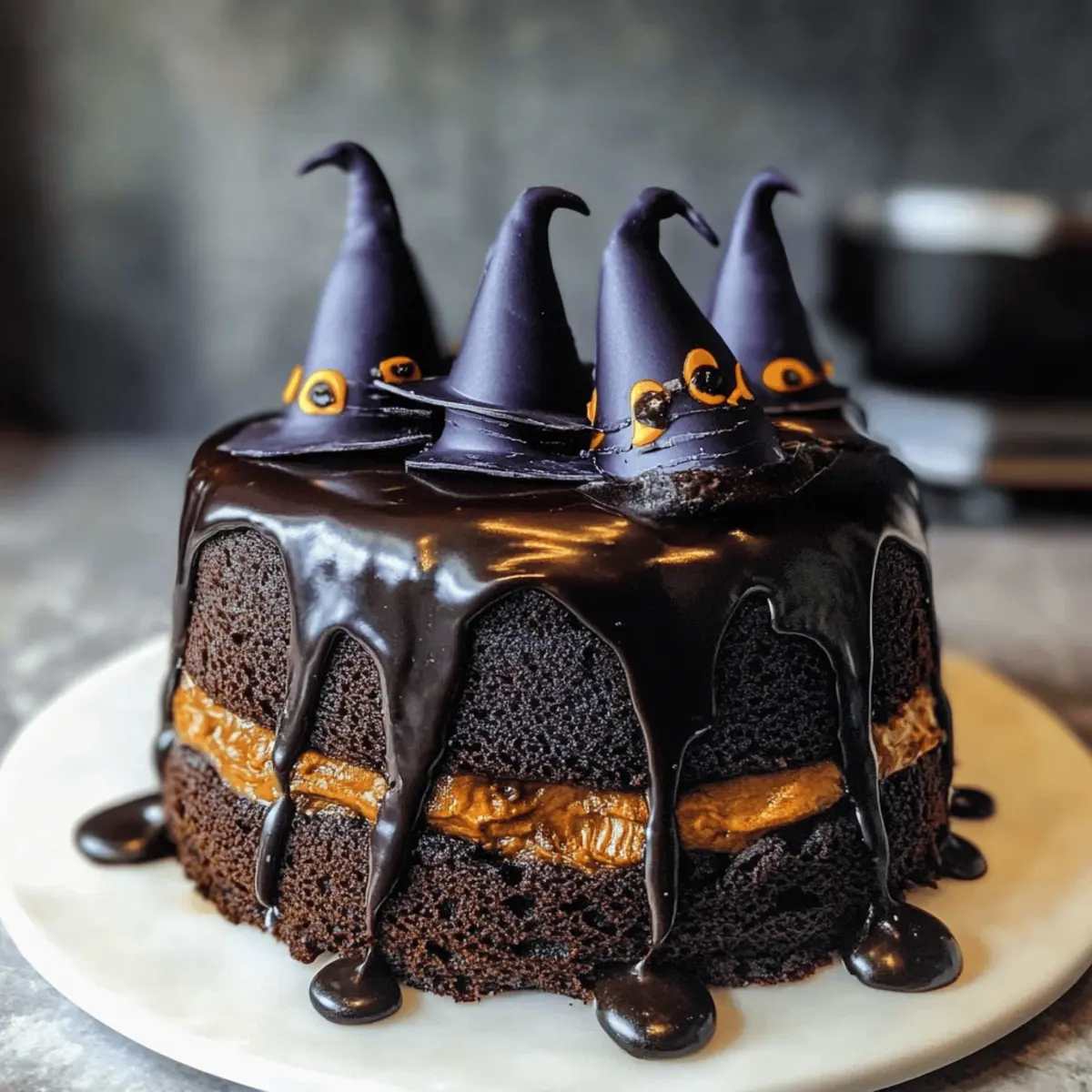 Schwarzer Hexenkuchen für Halloween