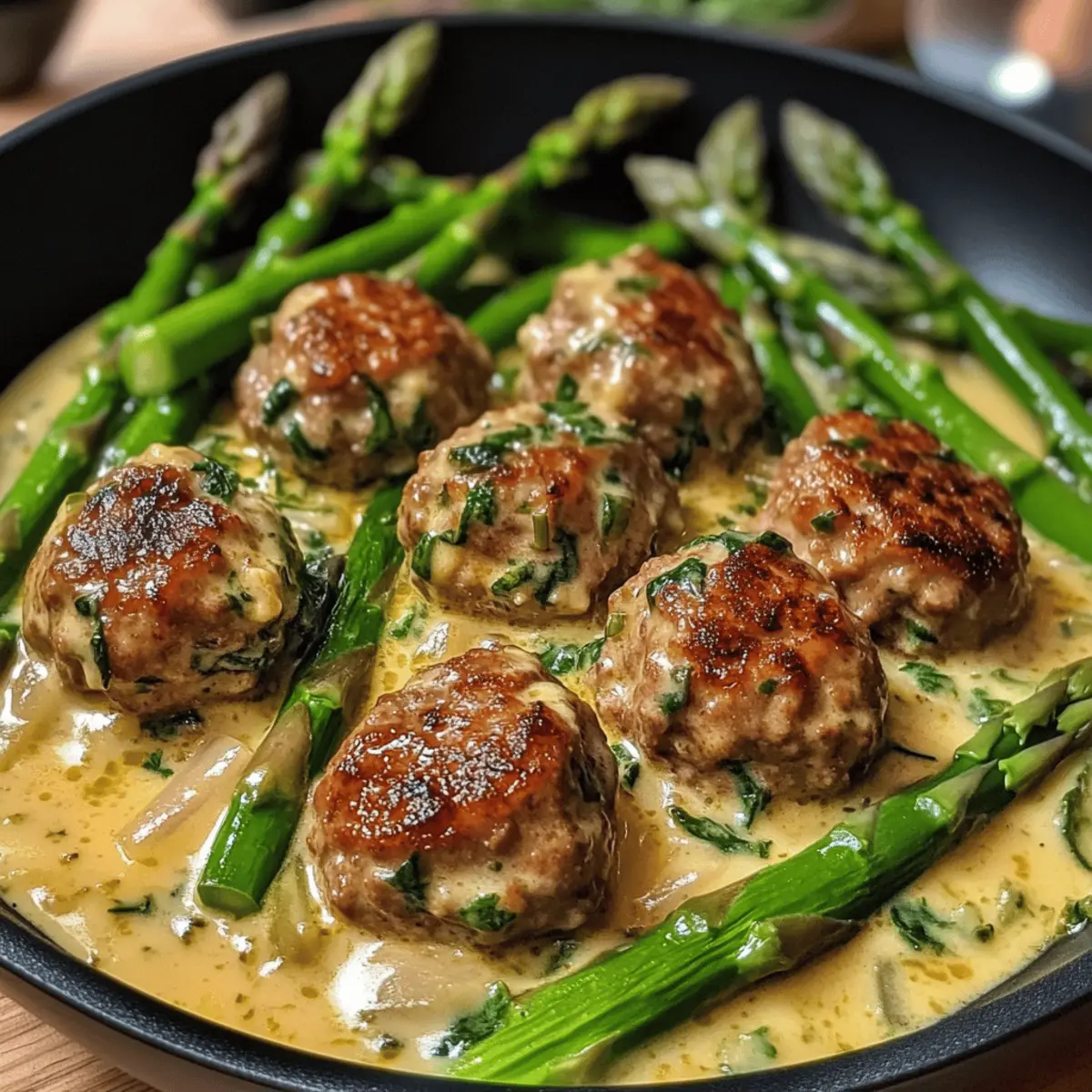 Hackfleischbällchen Spargel Kräuterrahmsauce