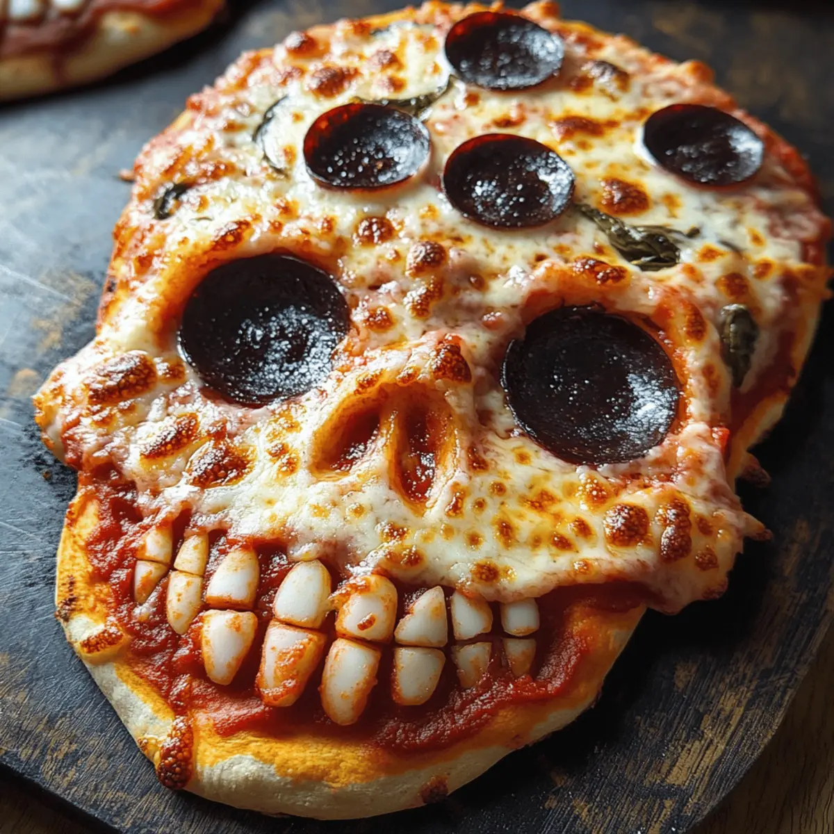 Gespenstische Halloween-Pizza-Schädel
