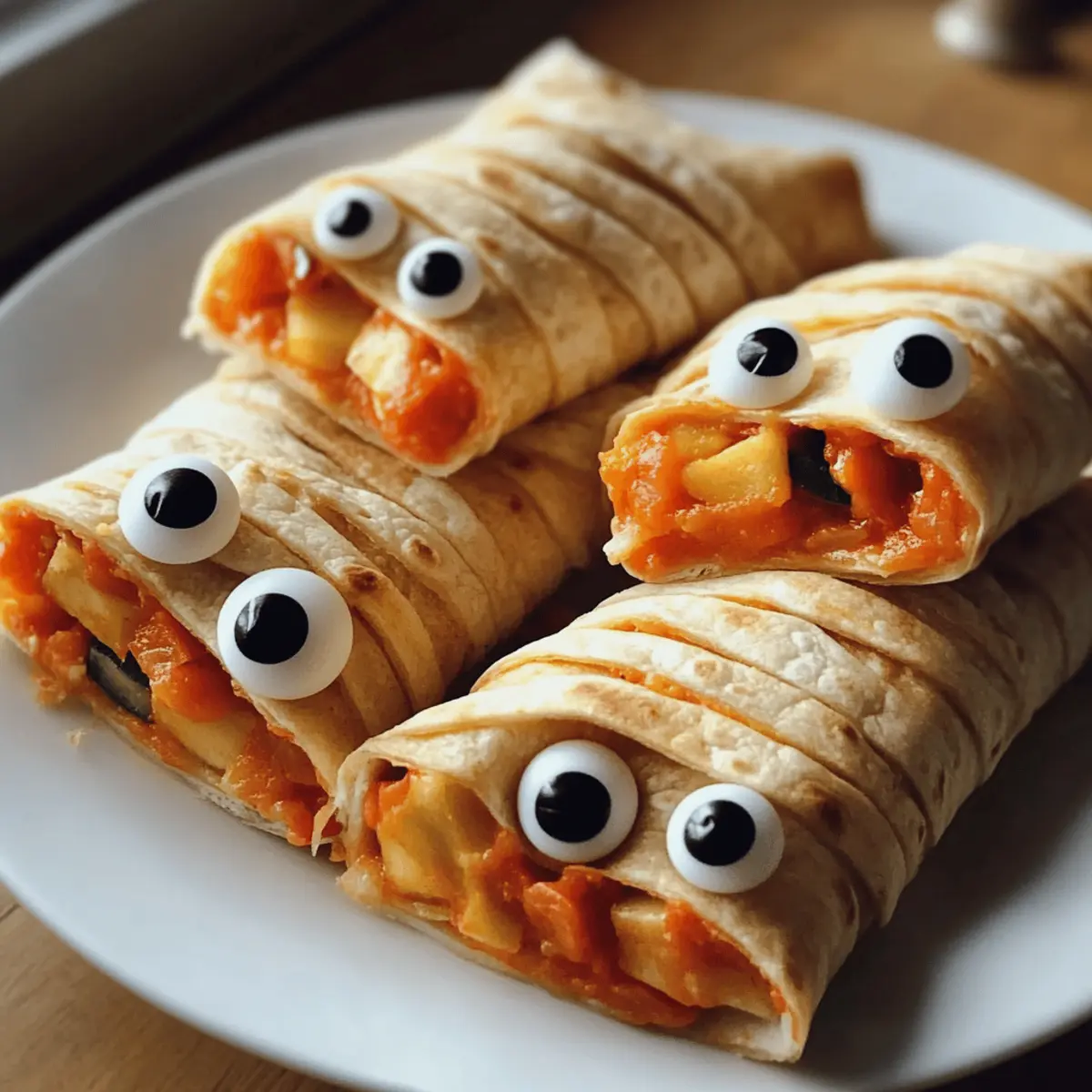 Gruselig-Niedliche Mumien-Gemüse-Wraps