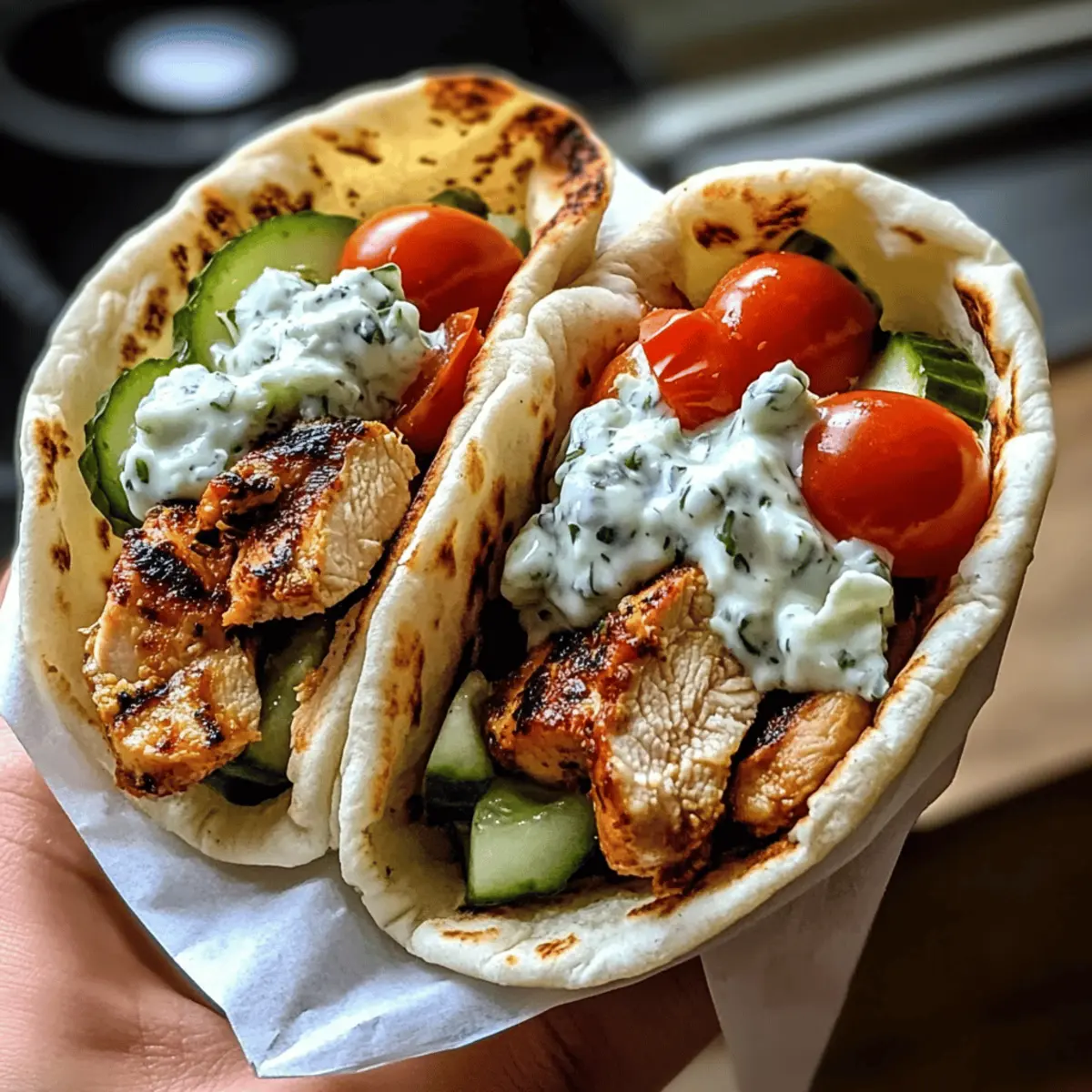 Mediterrane Hähnchen-Gyros mit cremigem Feta-Tzatziki