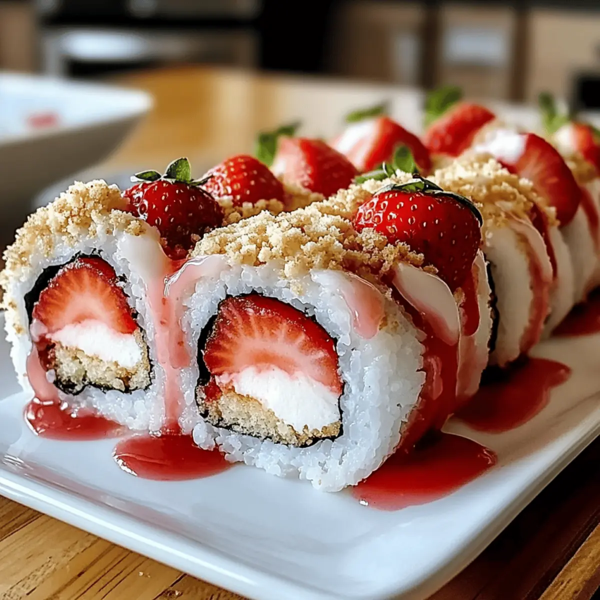 Erdbeerkuchen Sushi Rolle Dessert Rezept