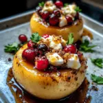 Baked apples with feta, honey, and cranberries