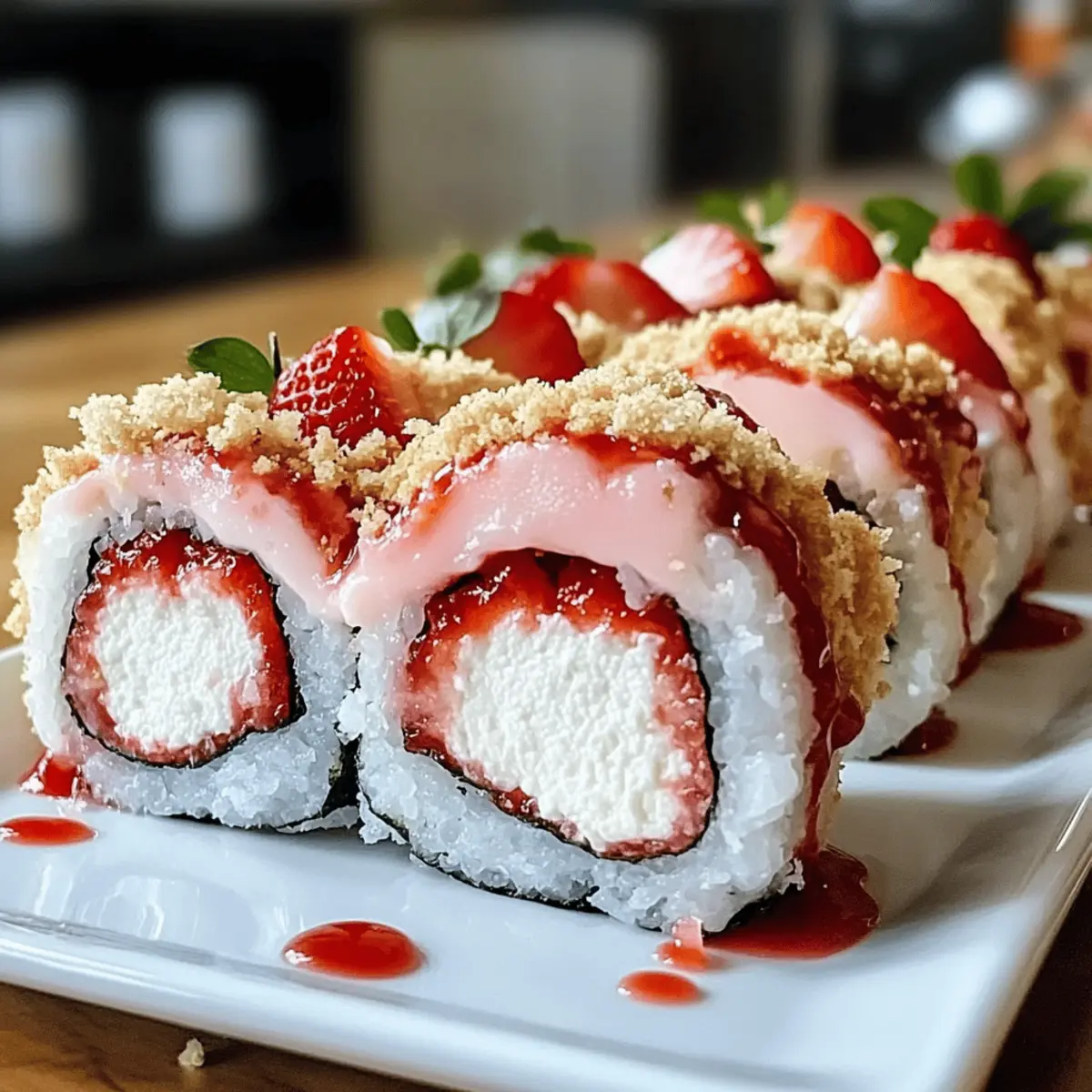 Erdbeerkuchen Sushi Rolle Dessert Rezept