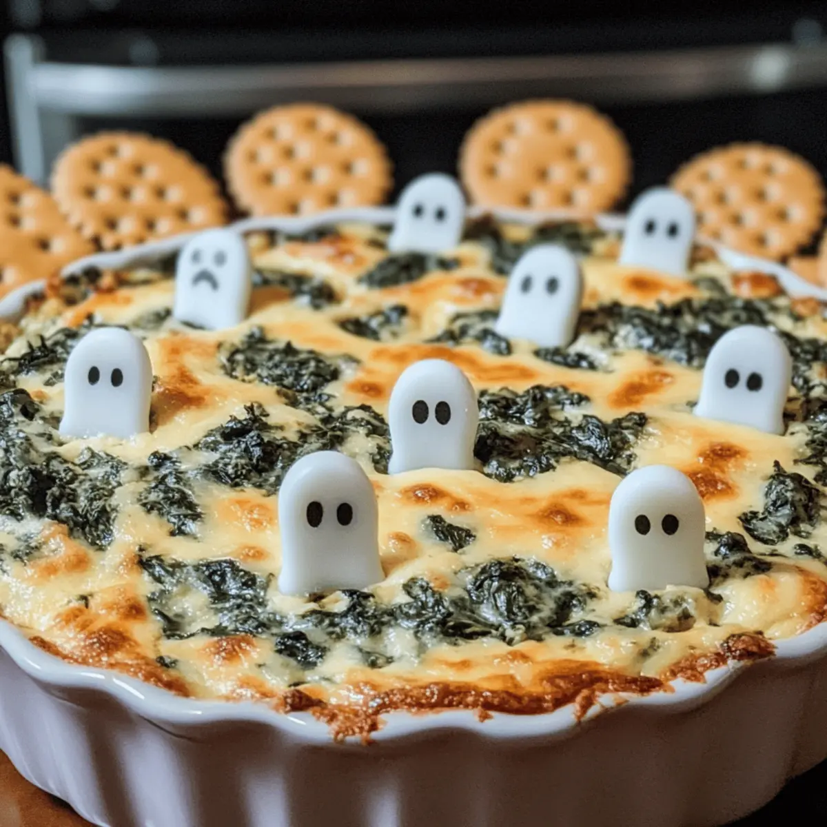 Spooky Halloween Grabstein Spinat Dip