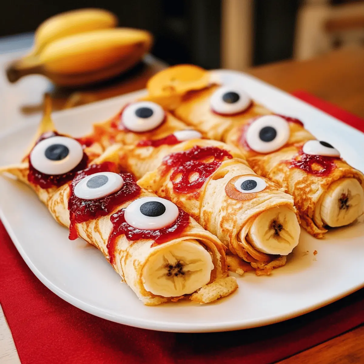 Gruselige Pfannkuchen Monsteraugen für Halloween Buffet