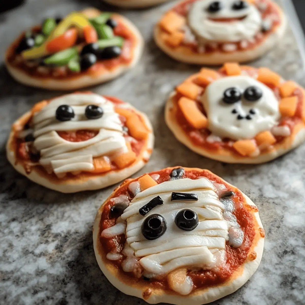 Einfache Mini-Halloween-Pizzen