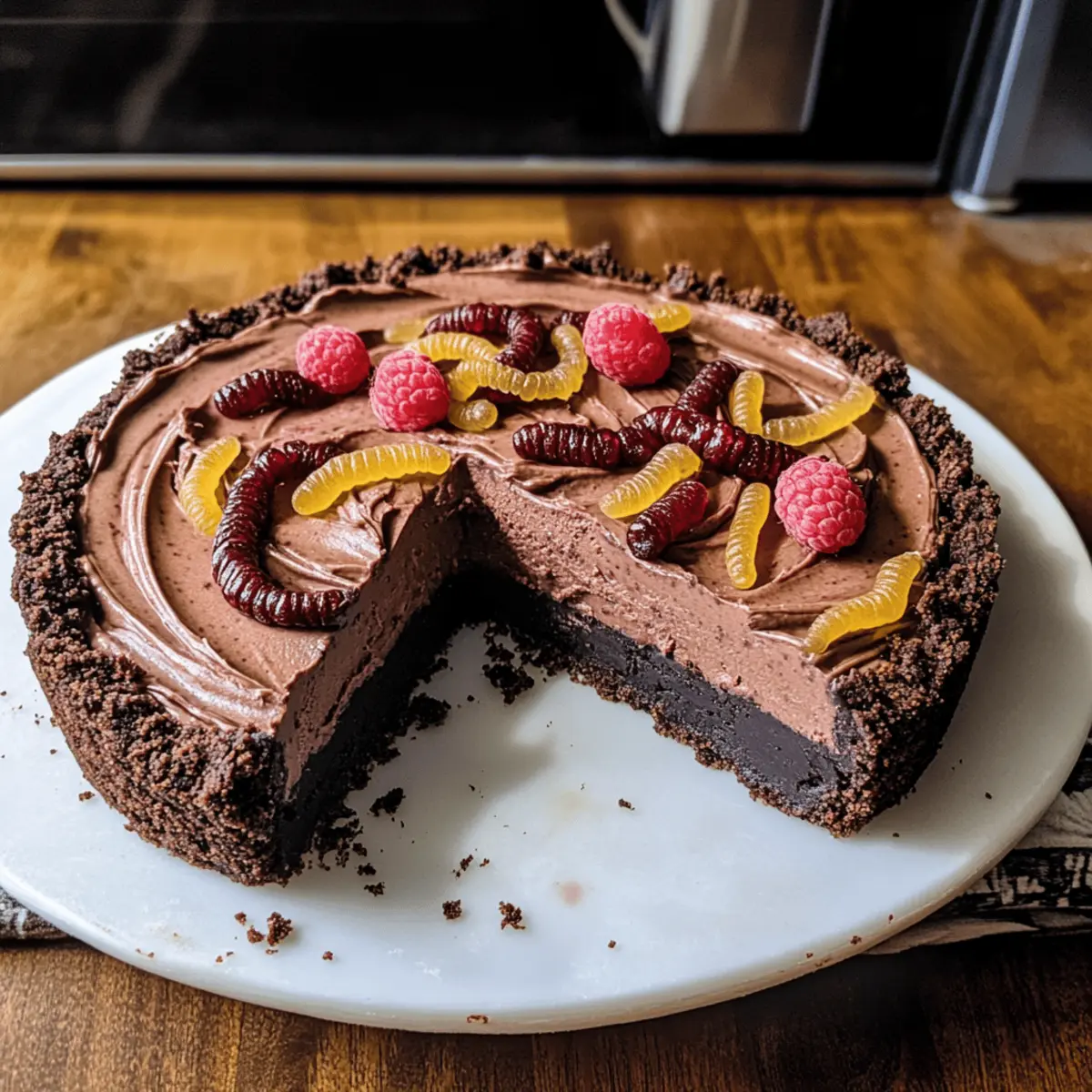 Dunkle Schokoladen-Pekan "Würmer im Erdreich" Mousse-Tarte