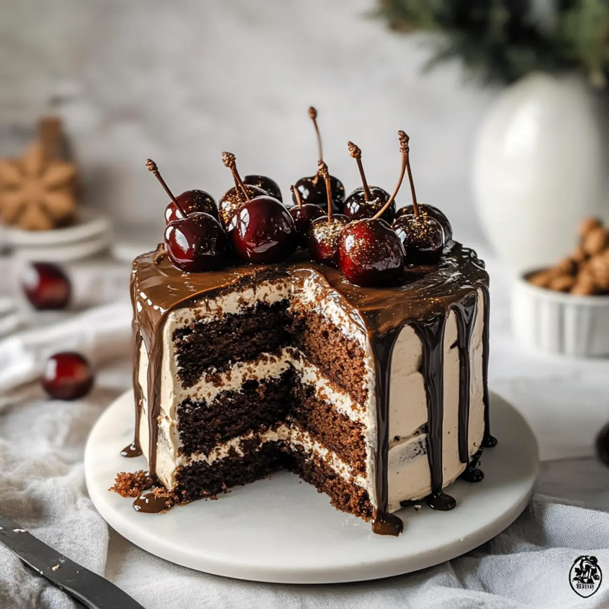 Lebkuchen Torte mit Kirschen