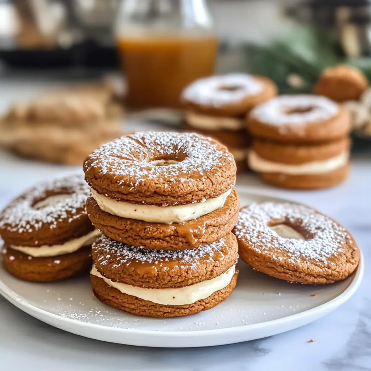 Lebkuchenkekse mit Vanille-Likörcreme und Salzkaramell