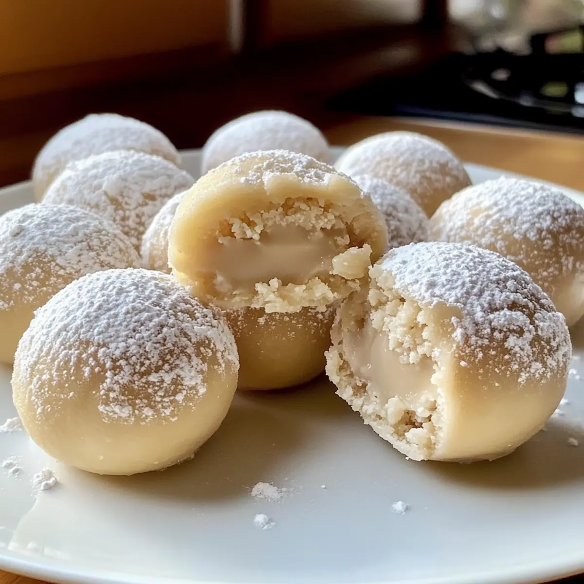 Vanillekipferl-Kugeln mit Marzipan und Nougat