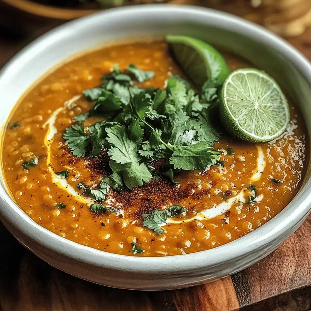 Spicy pumpkin lentil soup