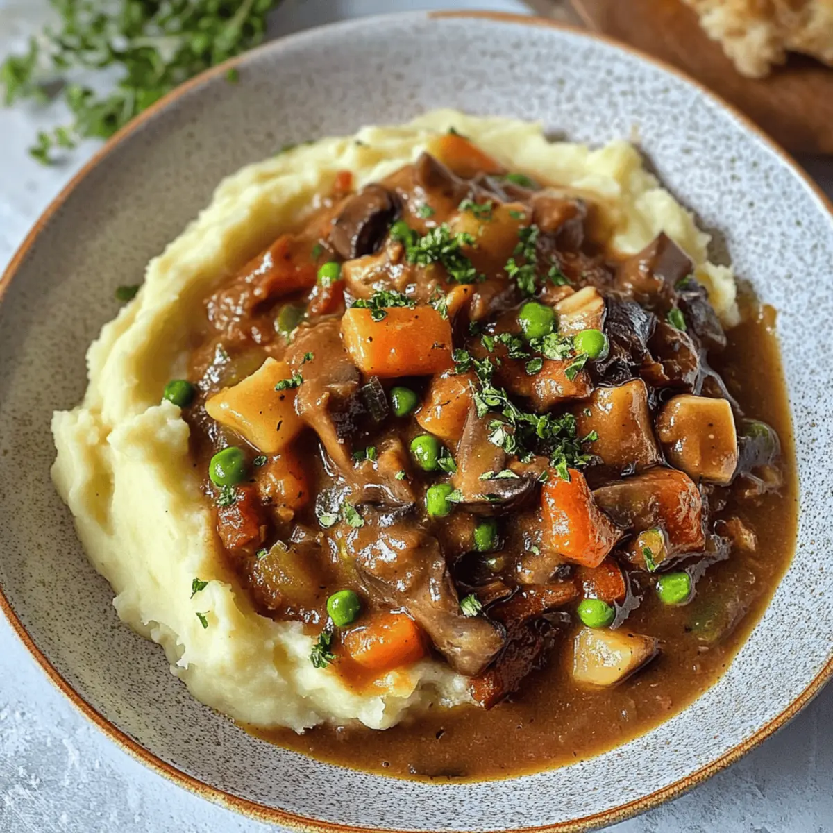Pilzgulasch Rezept mit Kartoffelpüree (vegan)