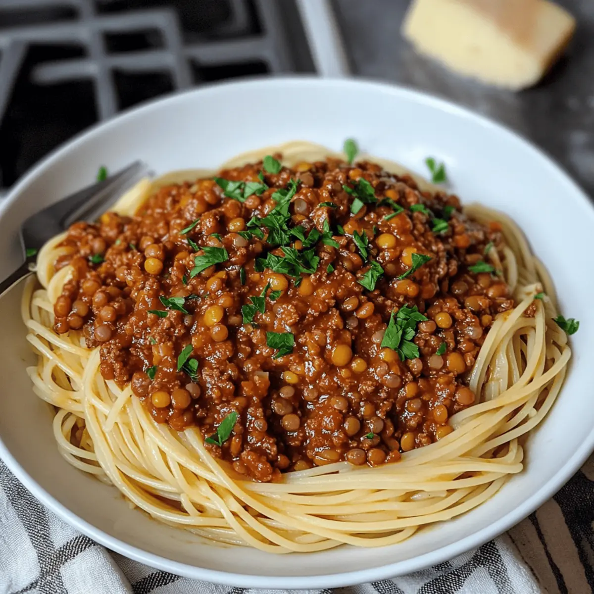 Vegane Spaghetti Bolognese mit Linsen