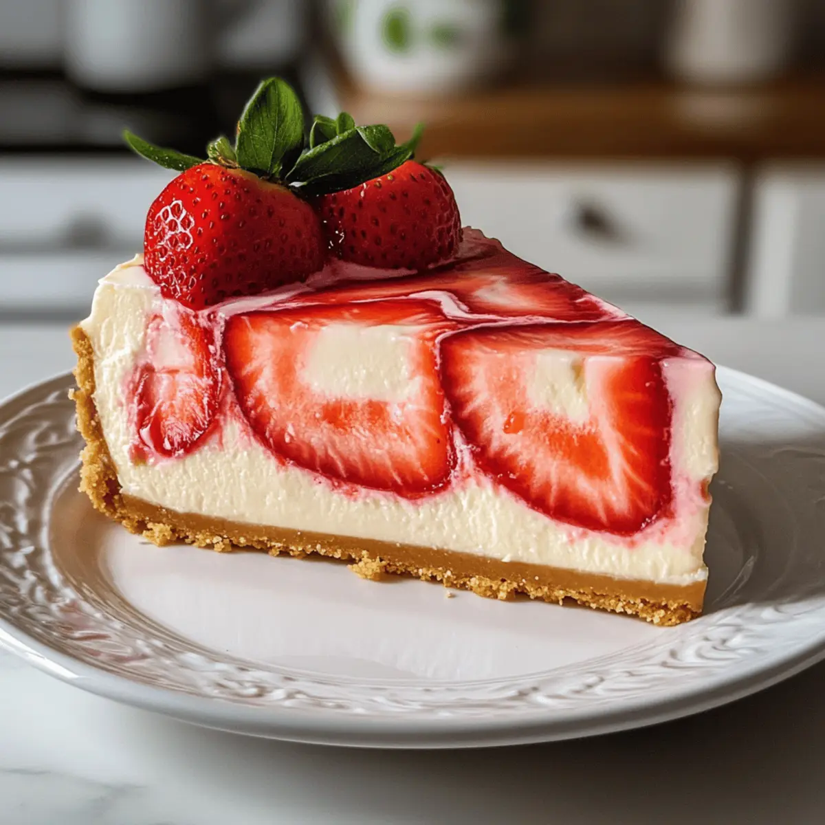 Erdbeerwirbel-Käsekuchen Rezept Zutaten: - 200 g Kekse - 100 g Butter - 500 g Frischkäse - 150 g Zucker - 2 Eier - 250 g saure Sahne - 200 g Erdbeeren - 2 EL Zitronensaft - 1 TL Vanilleextrakt Anleitung: 1. Die Kekse zerkrümeln und mit der geschmolzenen Butter vermengen. In eine Springform drücken und kaltstellen. 2. Frischkäse und Zucker in einer Schüssel cremig rühren. Die Eier nacheinander hinzufügen und gut vermischen. 3. Saure Sahne, Zitronensaft und Vanilleextrakt unterrühren. 4. Die Mischung auf den Keksboden gießen. 5. Die Erdbeeren pürieren und in Tupfen auf die Käsekuchenmasse geben. Mit einem Messer vorsichtig verquirlen, um einen Wirbel zu erzeugen. 6. Den Käsekuchen im vorgeheizten Ofen bei 160°C etwa 50 Minuten backen. 7. Abkühlen lassen und im Kühlschrank für mindestens 4 Stunden, am besten über Nacht, kühlen.