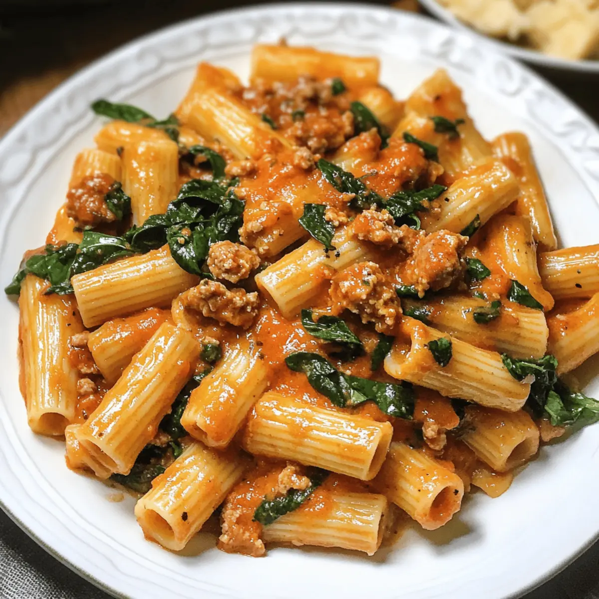 Cremige Wurst Rigatoni